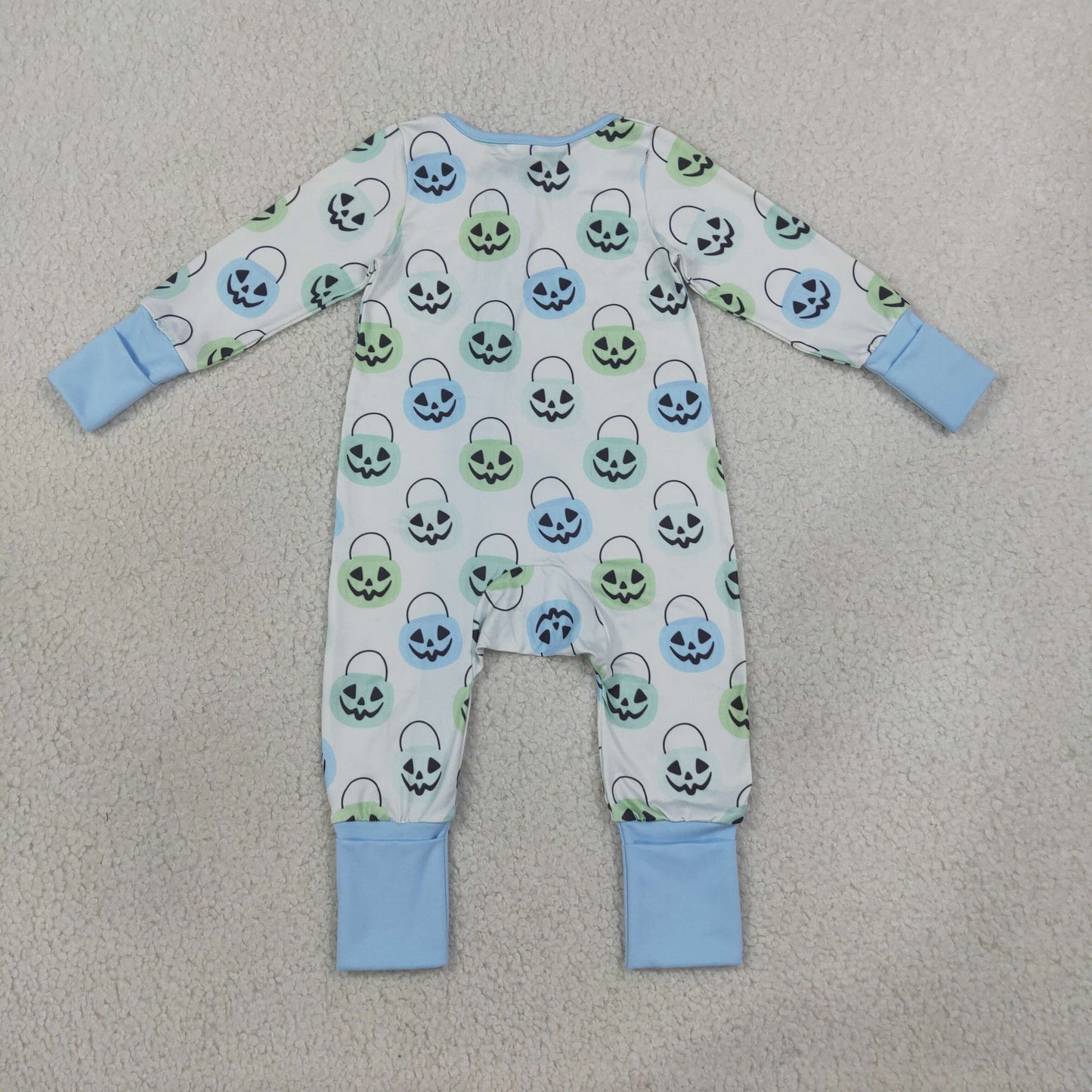 Baby Boys Ghost Pumpkins Halloween Two Way Zip Convertible Rompers
