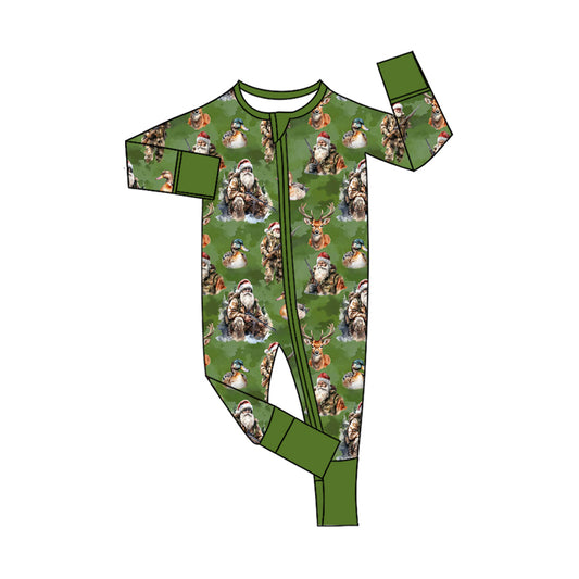 Baby Girls Santa Deer Christmas Zipper Footie Rompers Preorder