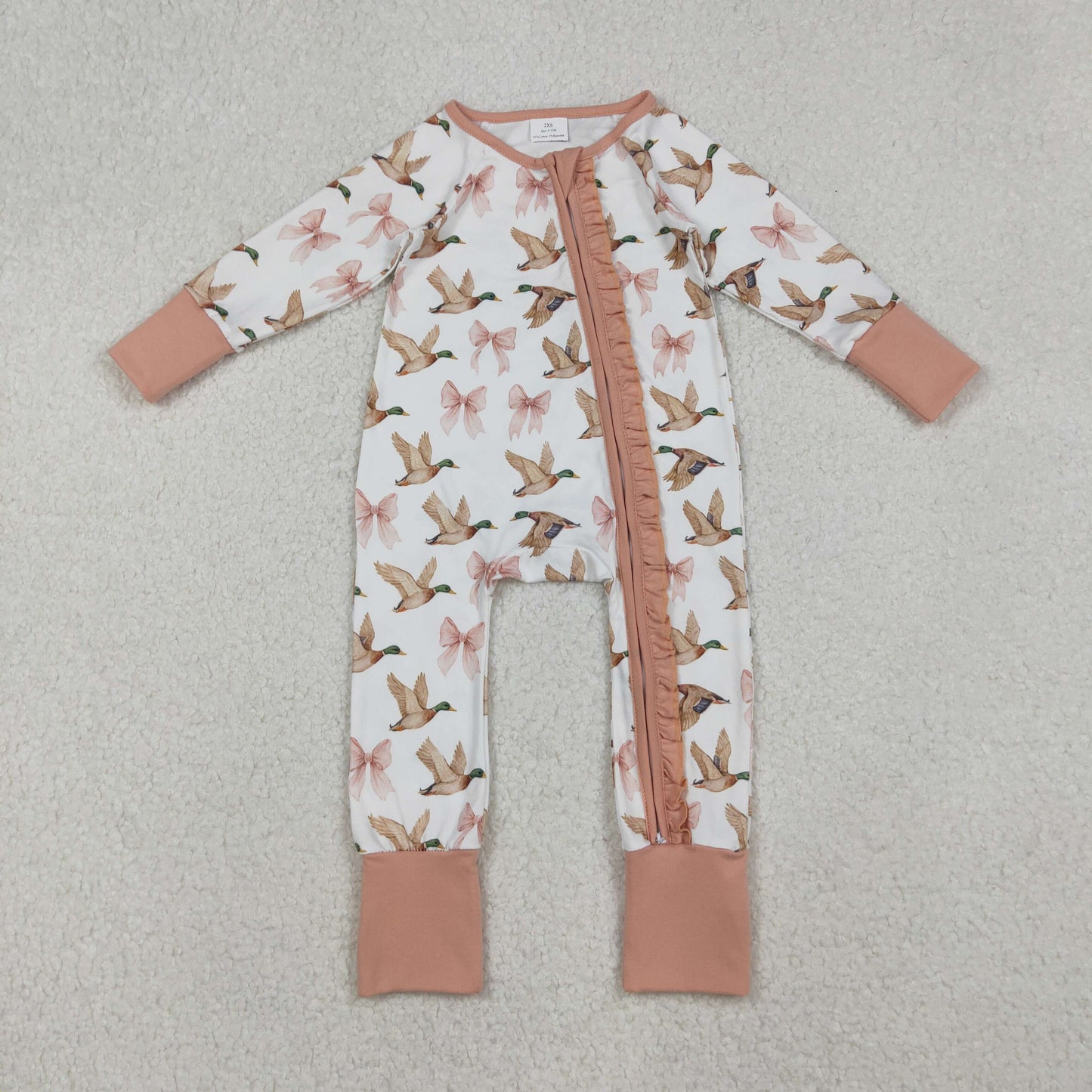 Sibling Baby Kids Ducks Camo Southern Hunting Two Way Zipper Convertible Rompers