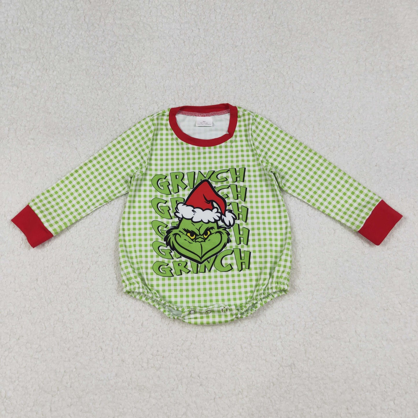 Sibling Baby Boys Girls Long Sleeve Grin Christmas Checked Rompers