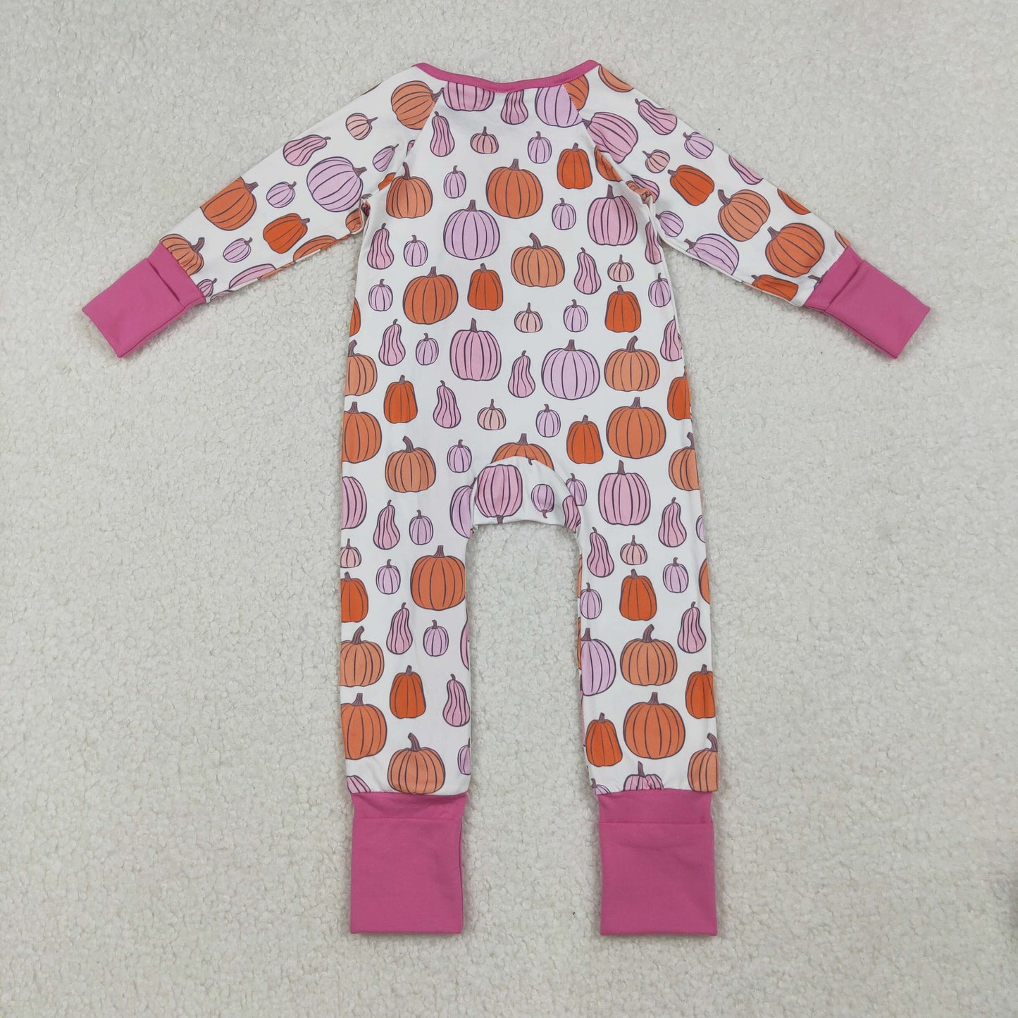Sibling Baby Kids Colorful Flowers Pumpkins Fall Two Way Zip Convertible Rompers