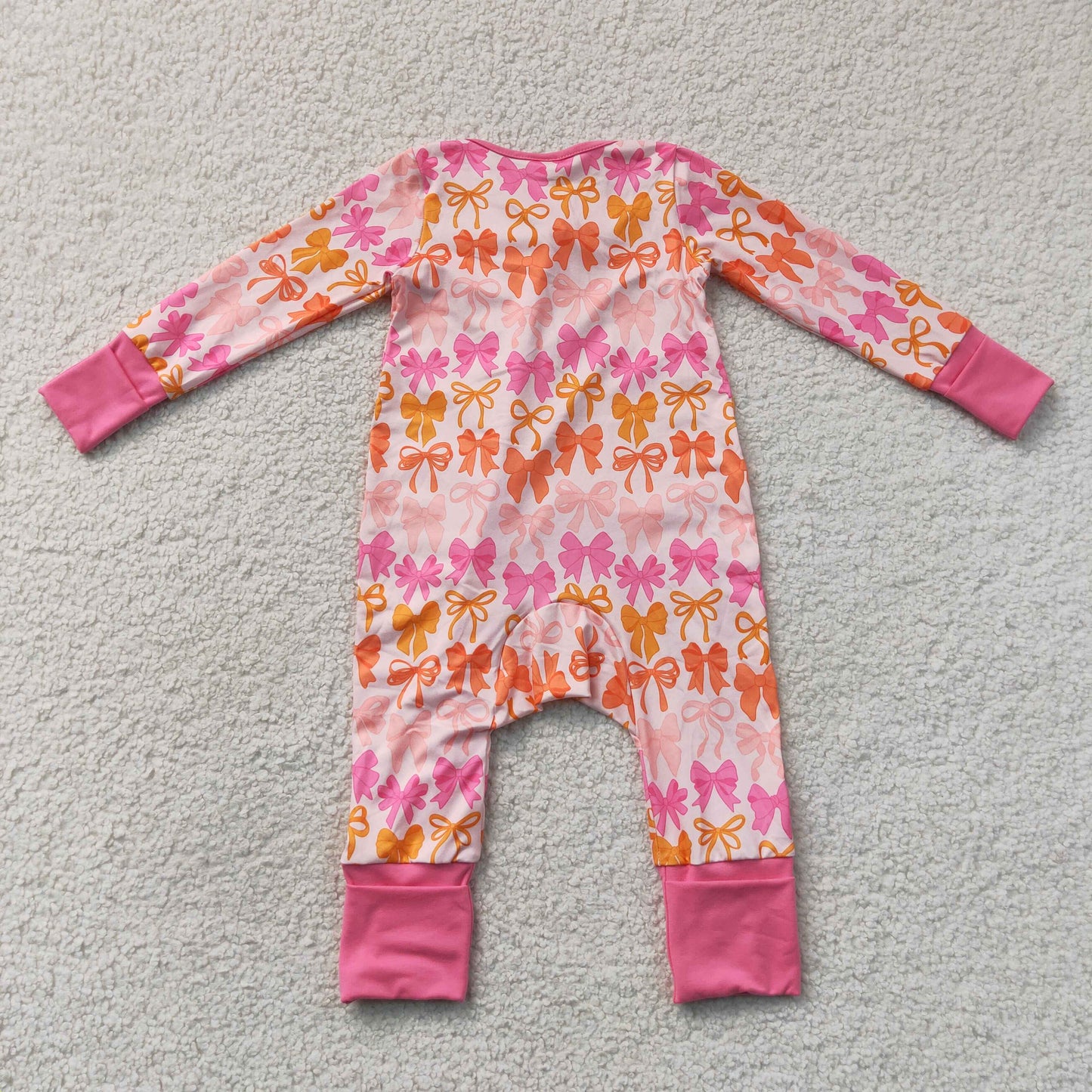 Baby Girls Long Sleeves Bows Two Way Ruffle Zip Convertible Rompers