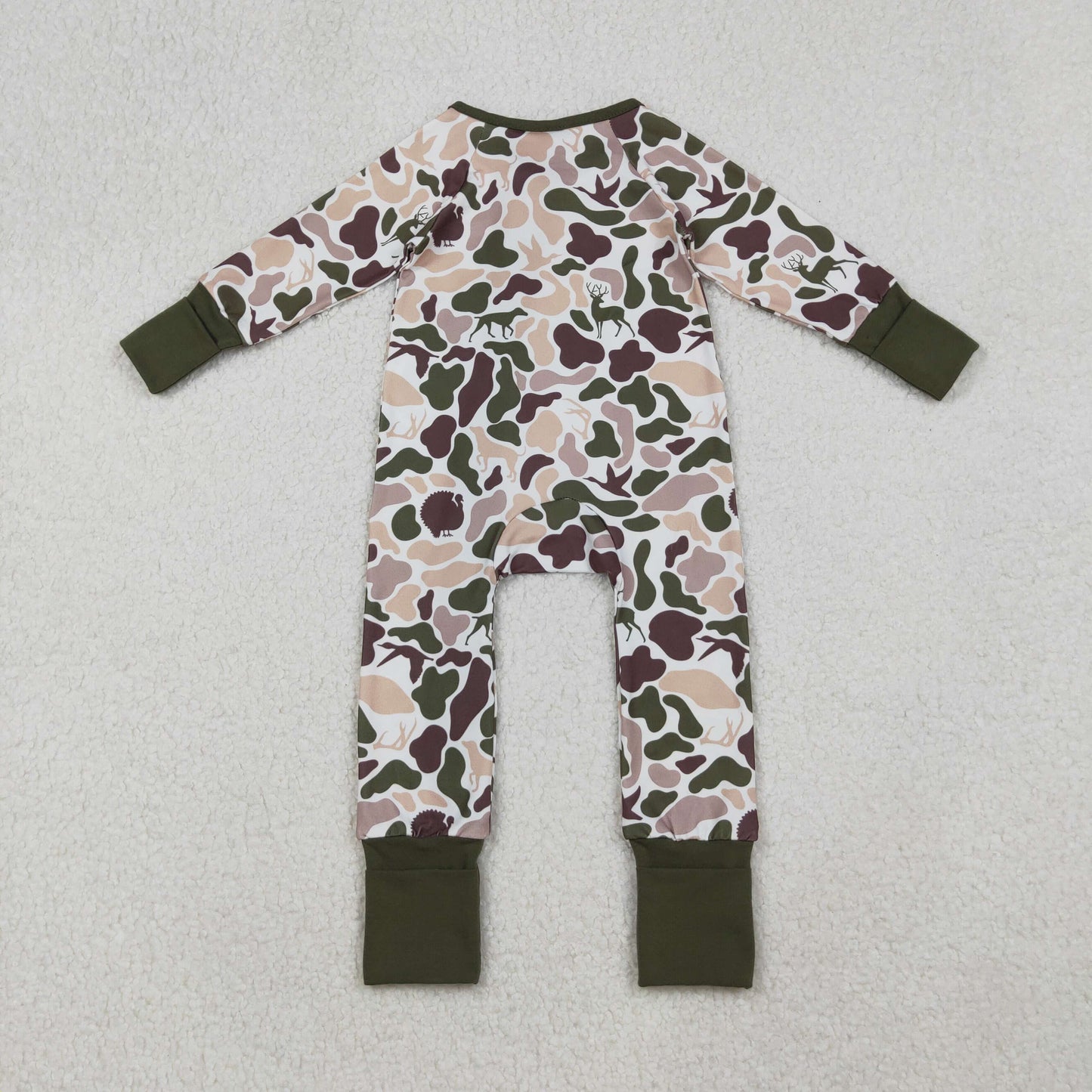 Sibling Baby Kids Ducks Camo Southern Hunting Two Way Zipper Convertible Rompers