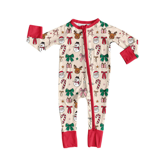 Baby Boys Snowmen Candy Cane Christmas Zipper Footie Rompers Preorder