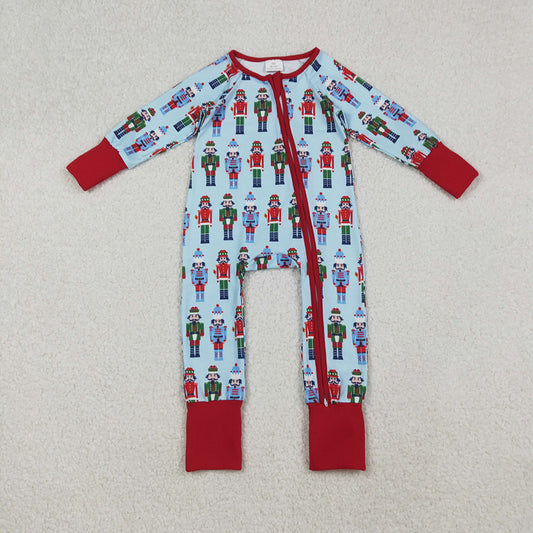 Baby Boys Christmas Soldiers Zipper Footie Rompers