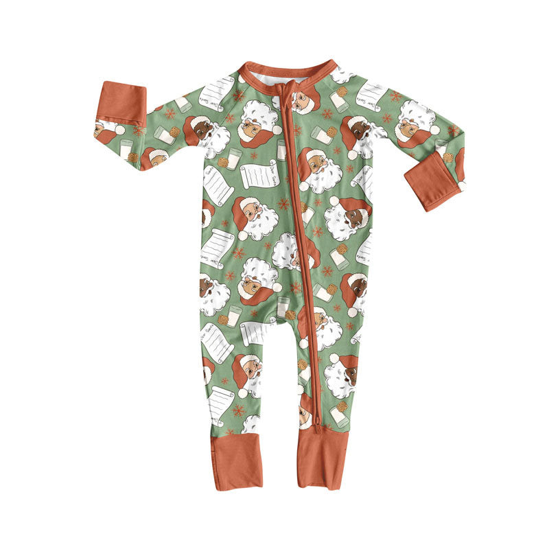 Baby Boys Santa Letter Milks Christmas Zipper Footie Rompers Preorder