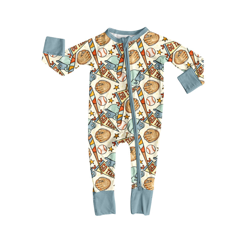 Baby Boys Baseball Stars Go Team Zipper Footie Rompers Preorder