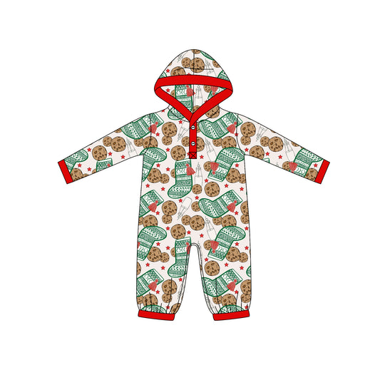 Baby Boys Cookie Milk Button Christmas Footie Rompers Preorder