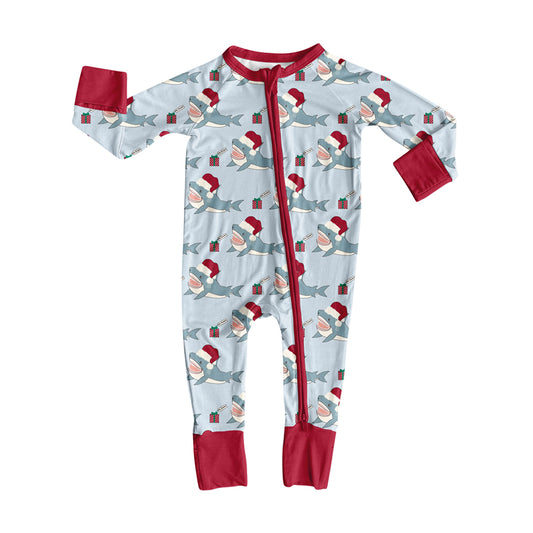 Baby Boys Gifts Whales Plaid Christmas Zipper Footie Rompers Preorder