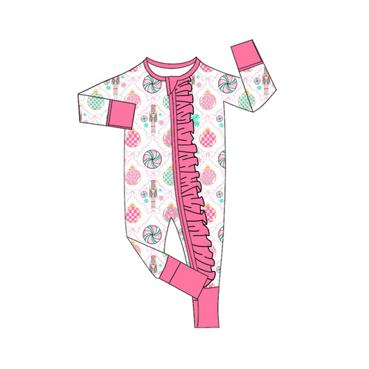 Baby Girls Soldiers Lights Plaid Christmas Zipper Footie Rompers Preorder