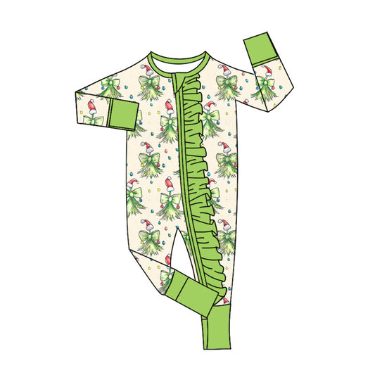 Baby Girls Bows Lights Christmas Zipper Footie Rompers Preorder