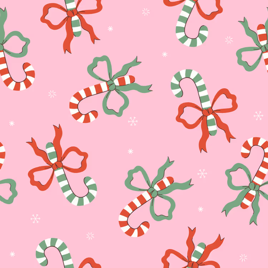 Baby Girls Candy Cane Bows Button Top Pant Christmas Pajamas Sets Preorder