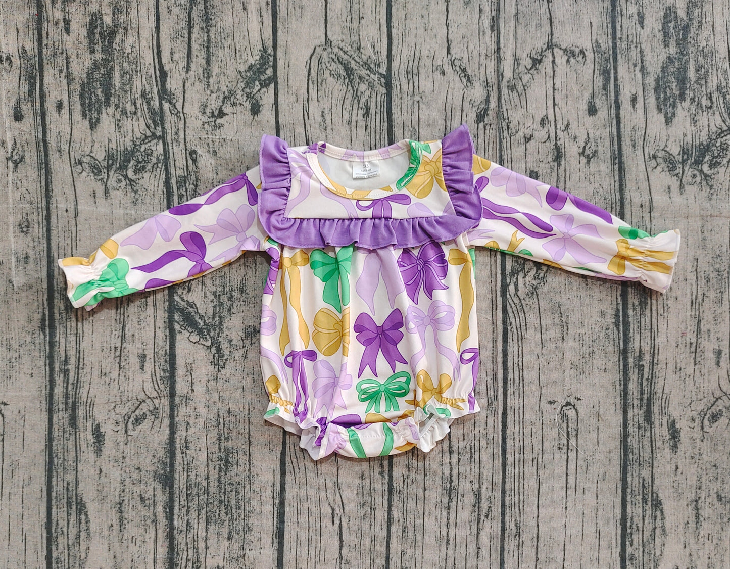 Baby Boys Mardigras Bows Ruffle Sleeve Rompers