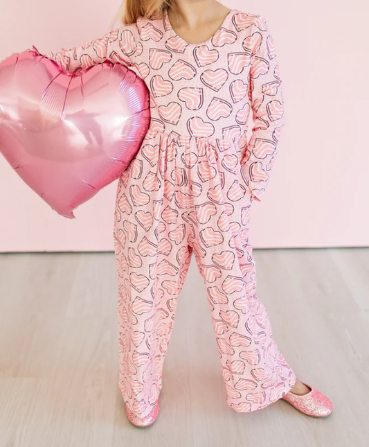 Baby Girls Pink Stripes Hearts Pockets Pant Valentine Jumpsuits Preorder