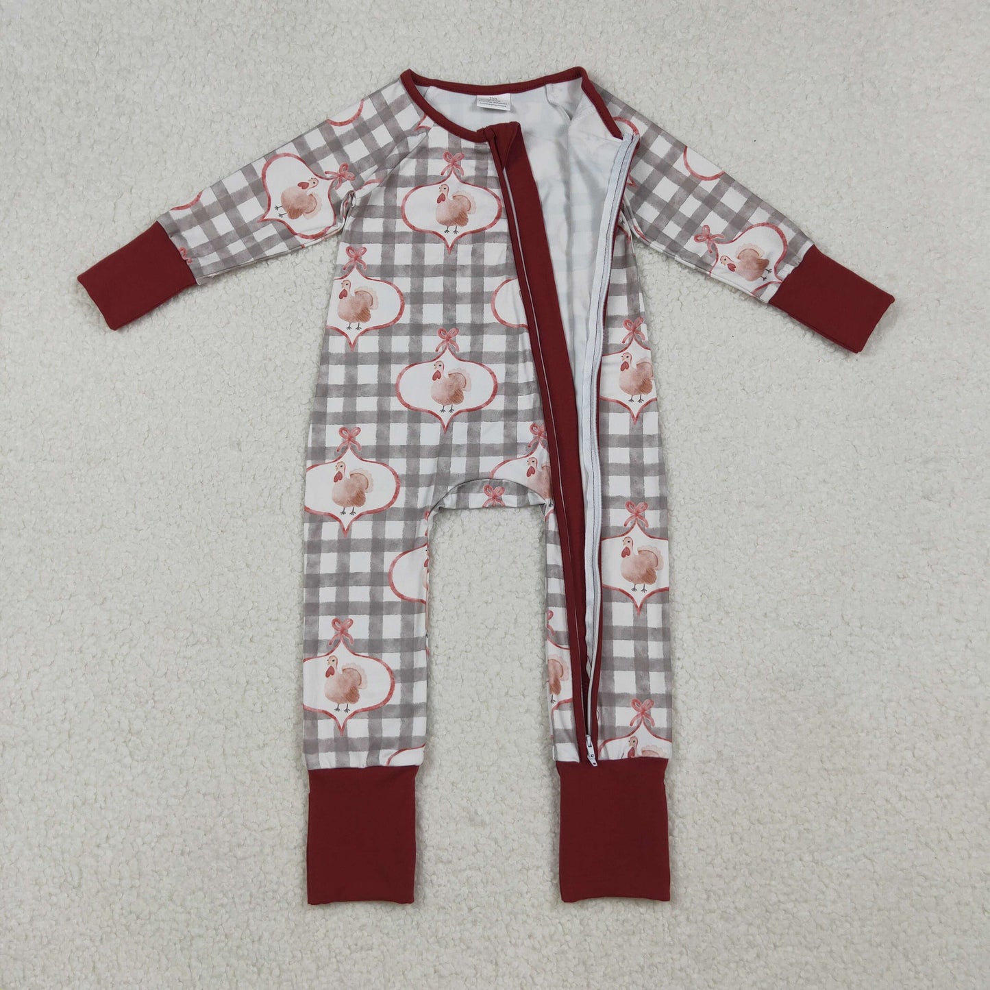 Sibling Baby Boys Girls Long Sleeves Thanksgiving Two Way Zip Convertible Rompers