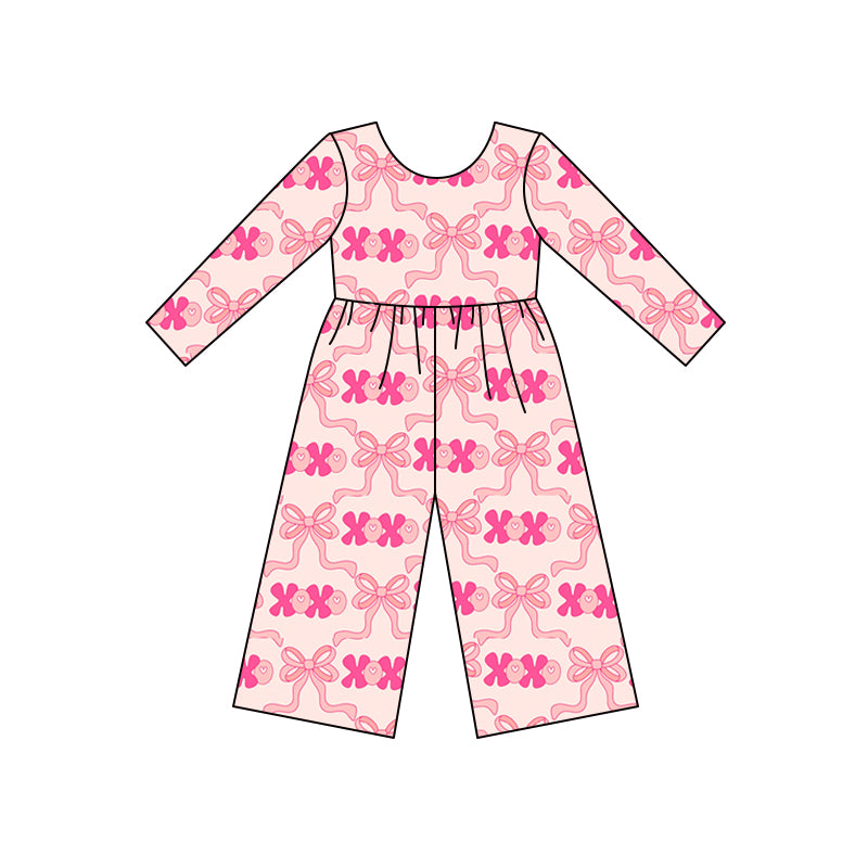 Baby Girls Pink Bows XOXO Checked Valentine Pants Jumpsuits Preorder