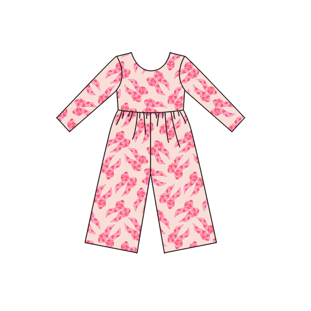 Baby Girls Pink Hearts Bows Pants Valentine Jumpsuits Preorder