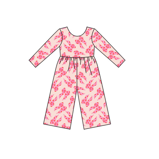 Baby Girls Pink Hearts Bows Pants Valentine Jumpsuits Preorder