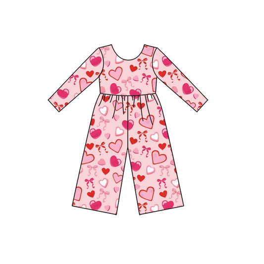 Baby Girls Pink Hearts Bows Pants Valentine Jumpsuits Preorder