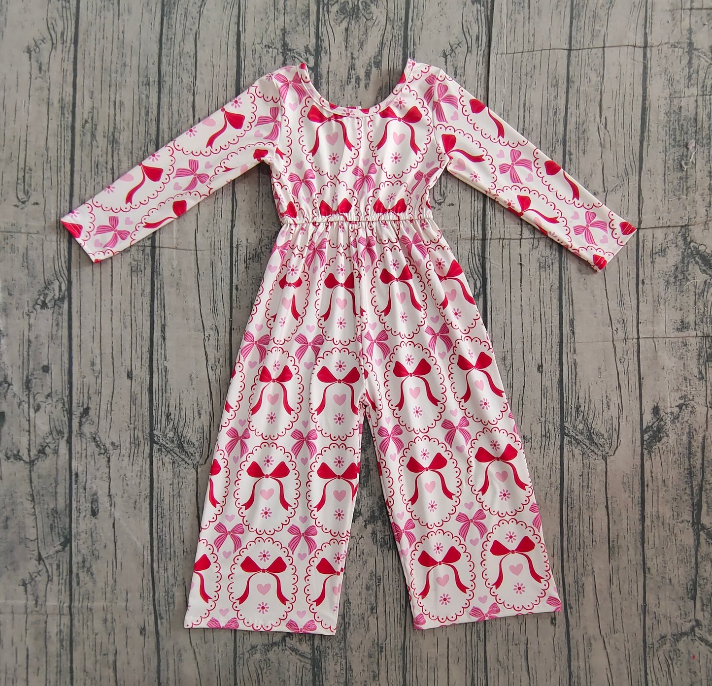 Baby Girls Hearts Bows Checked Pants Valentine Jumpsuits Preorder