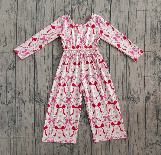 Baby Girls Hearts Bows Checked Pants Valentine Jumpsuits Preorder