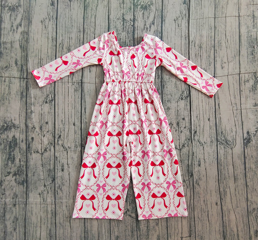 Baby Girls Hearts Bows Checked Pants Valentine Jumpsuits Preorder