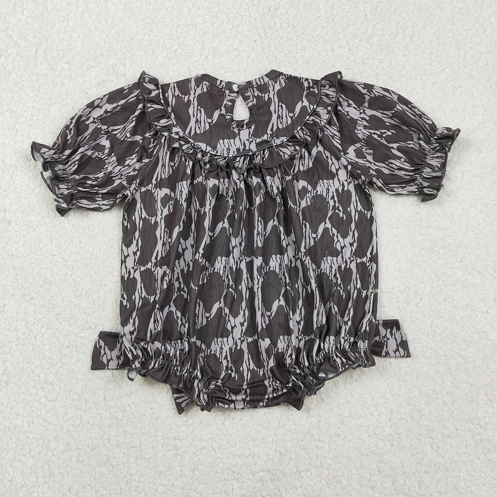 Smocked Mamas Bestie Baby Girls Camo Hunting Ruffle Rompers