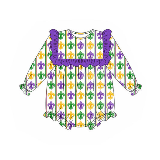 Baby Girls Mardigras Anchors Stripe Ruffle Rompers Preorder
