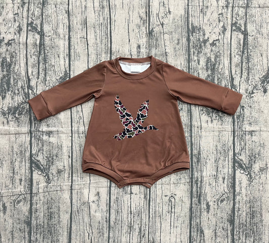 Baby Girls Long Sleeve Southern Brown Camo Ducks Rompers