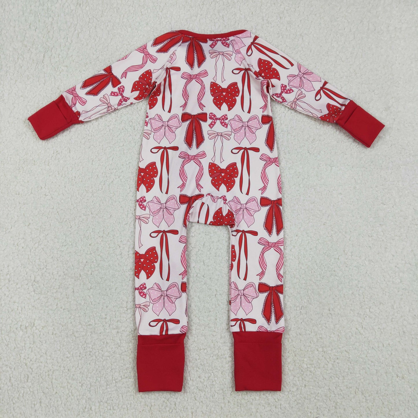 Baby Girls Red Bows Plaid Valentines Two Way Ruffle Zip Convertible Rompers