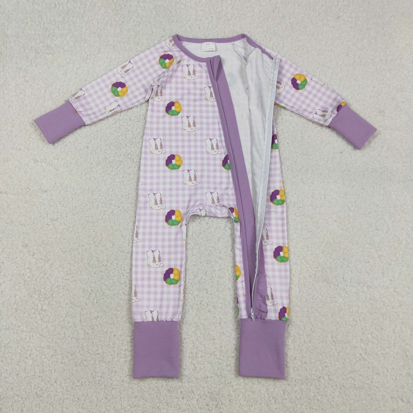 Sibling Baby Kids Mardigras Bows Camo Donuts Two Way Zip Convertible Rompers