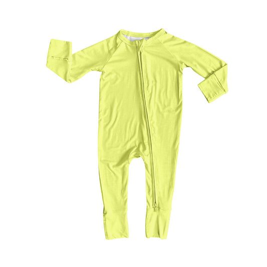 Baby Girls Yellow Zipper Footie Rompers Preorder