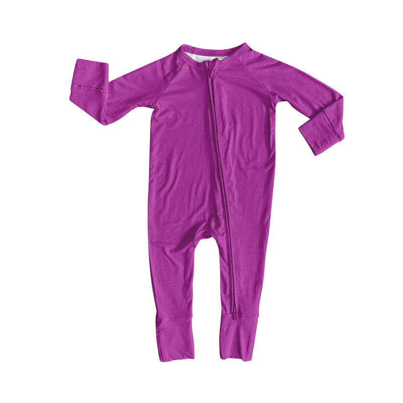 Baby Girls Purple Zipper Footie Rompers Preorder