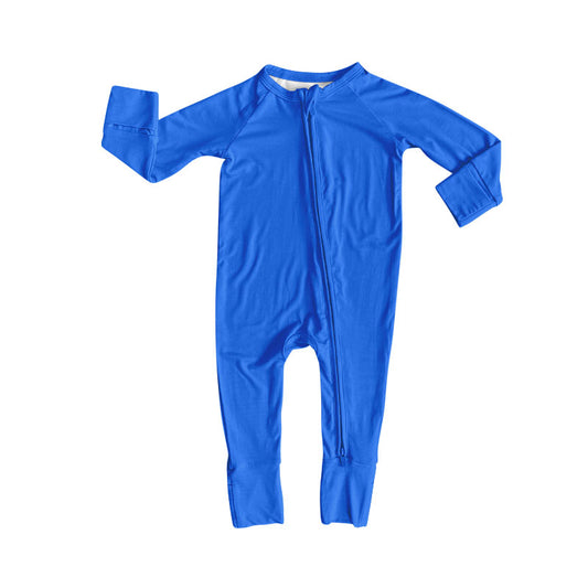 Baby Girls Hot Blue Zipper Footie Rompers Preorder