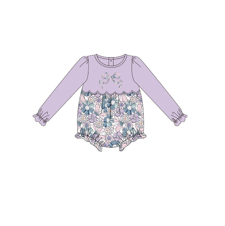 Baby Girls Floral Bows Ruffle Rompers Preorder