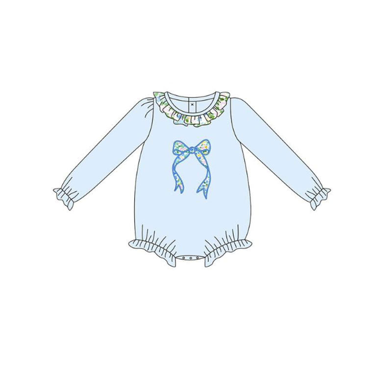 Baby Girls Floral Bows Collar Ruffle Rompers Preorder
