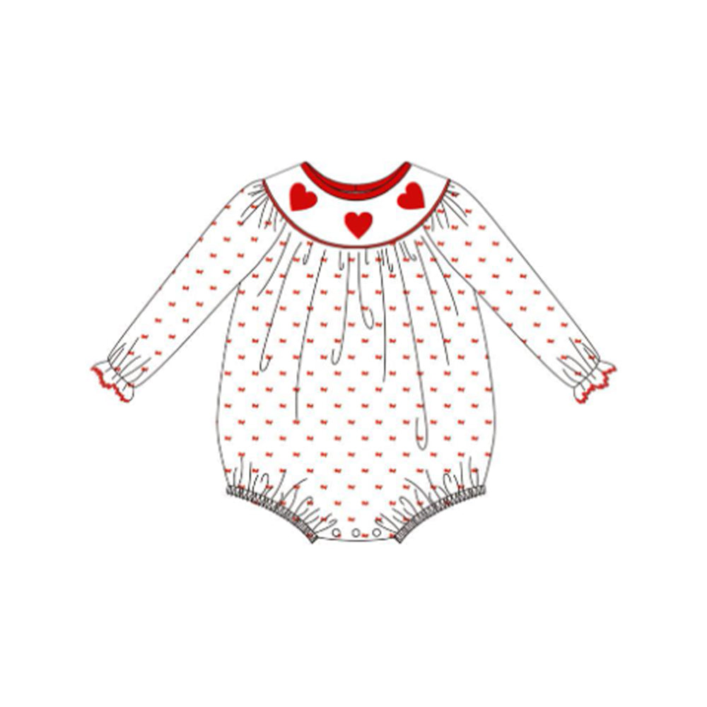 Baby Girls Red Hearts Plaid Valentine Ruffle Rompers Preorder
