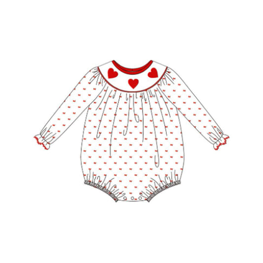 Baby Girls Red Hearts Plaid Valentine Ruffle Rompers Preorder