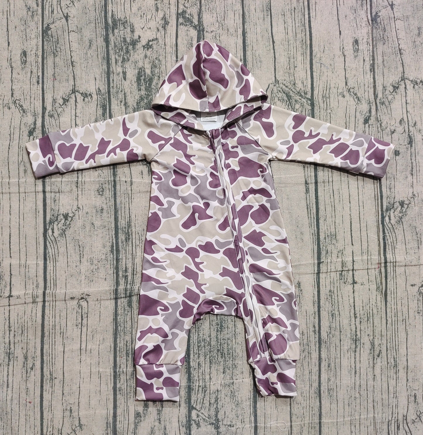 Baby Boys Southern Grey Camo Hoodie Two Way Converbitle Rompers