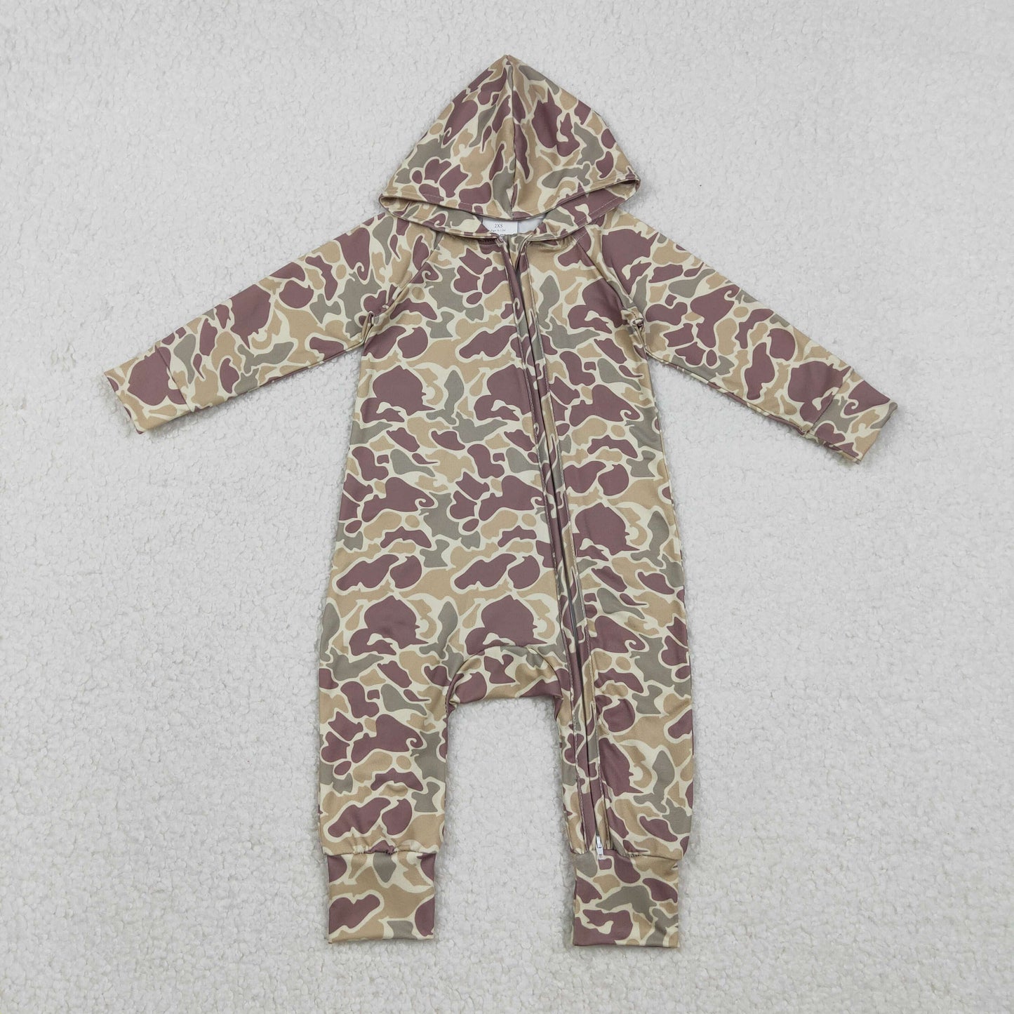 Sibling Baby Boys Southern Khaki Camo Hoodies Pockets Pants Set Zipper Convertible Rompers
