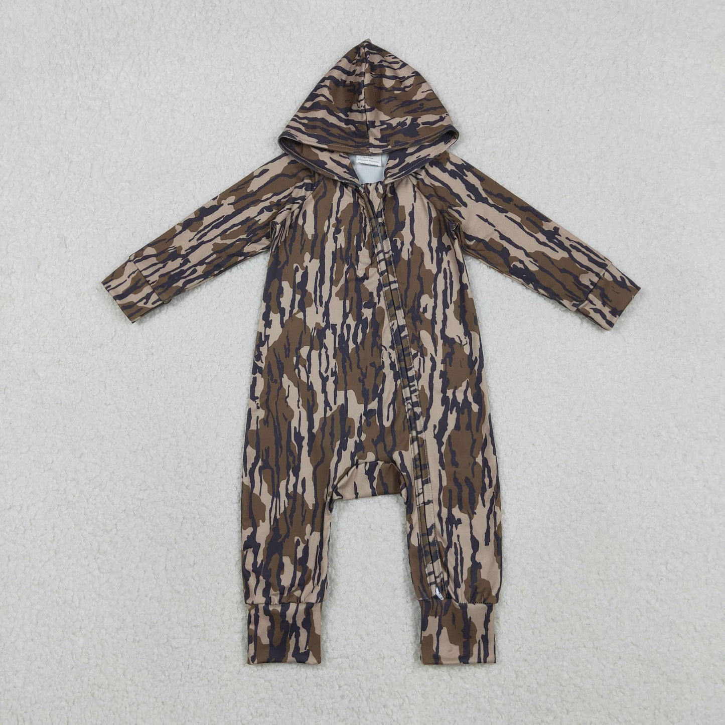 Sibling Baby Boys Southern Hunting Camo Button Two Way Zip Convertible Hoodie Rompers