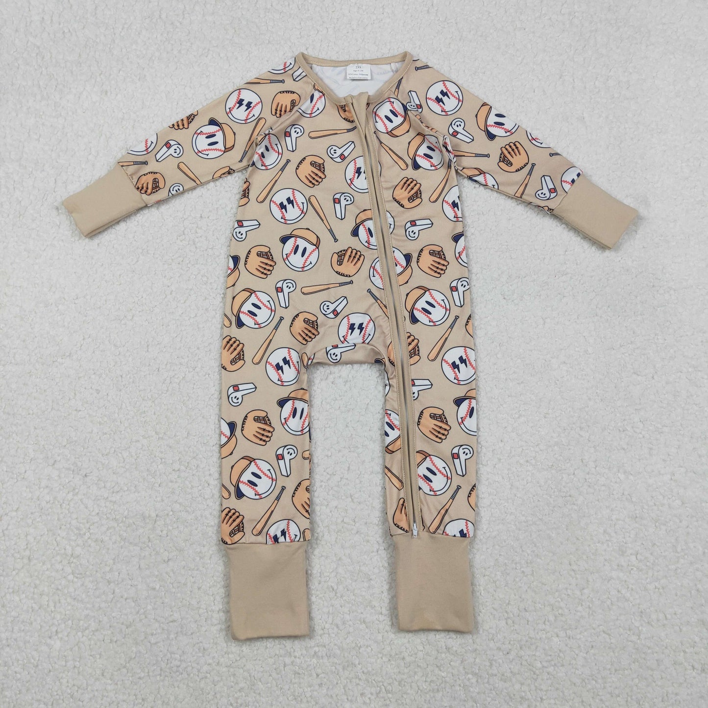 Sibling Baby Kids Footballs Baseballs Stars Checked Team Two Way Zip Convertible Rompers
