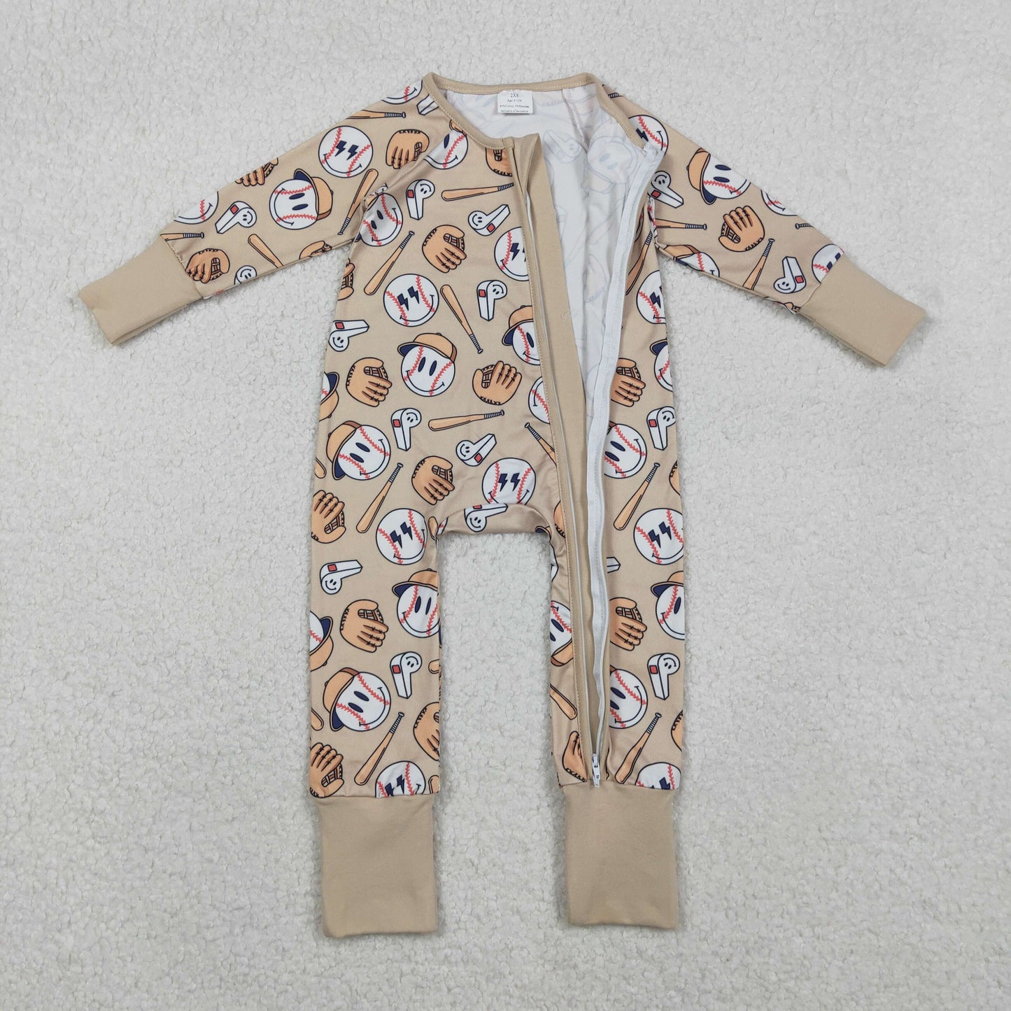 Sibling Baby Kids Footballs Baseballs Stars Checked Team Two Way Zip Convertible Rompers