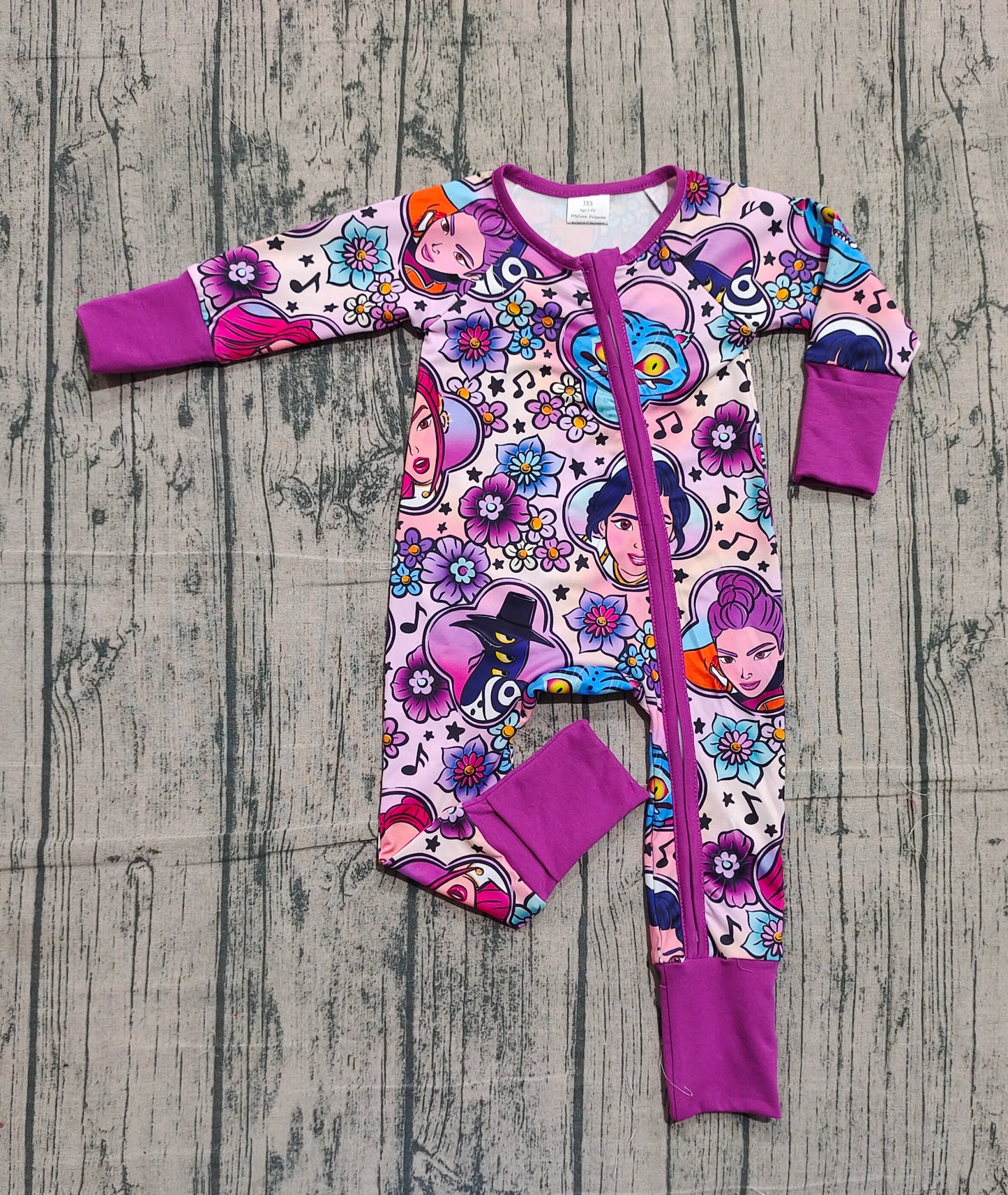 Baby Girls Cartoon Demon Hunter Flowers Two Way Convertible Rompers