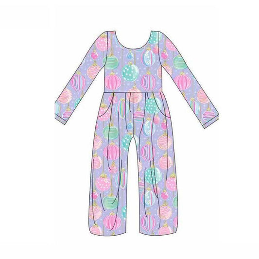 Baby Girls Lavender Lights Plaid Pockets Pants Jumpsuits Preorder