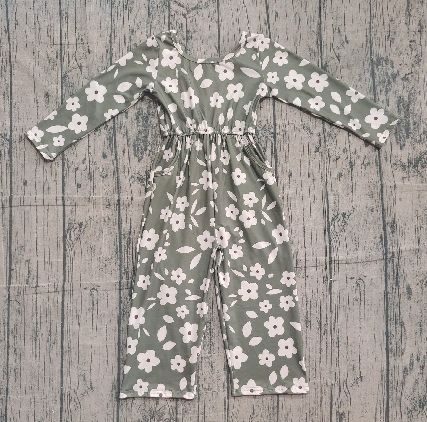 Baby Girls Small Flowers Plaid Pockets Pants Jumpsuits Preorder