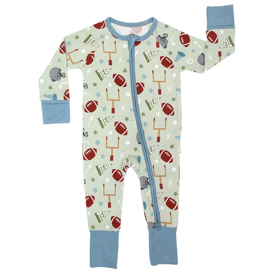 Baby Boys Footballs Team Two Way Zip Convertible Rompers Preorder