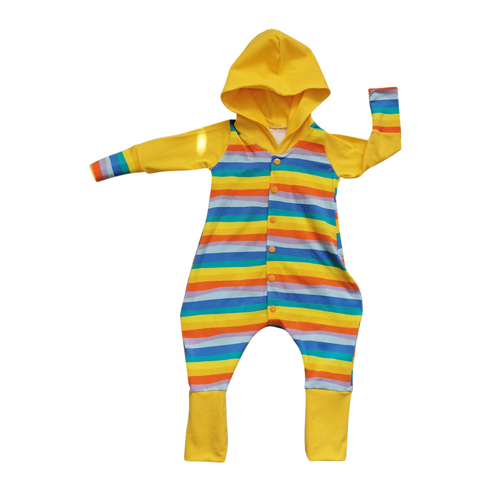 Baby Boys Colorful Stripe Button Hoodies Foodie Rompers Preorder