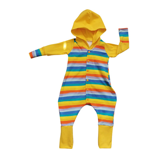 Baby Boys Colorful Stripe Button Hoodies Foodie Rompers Preorder