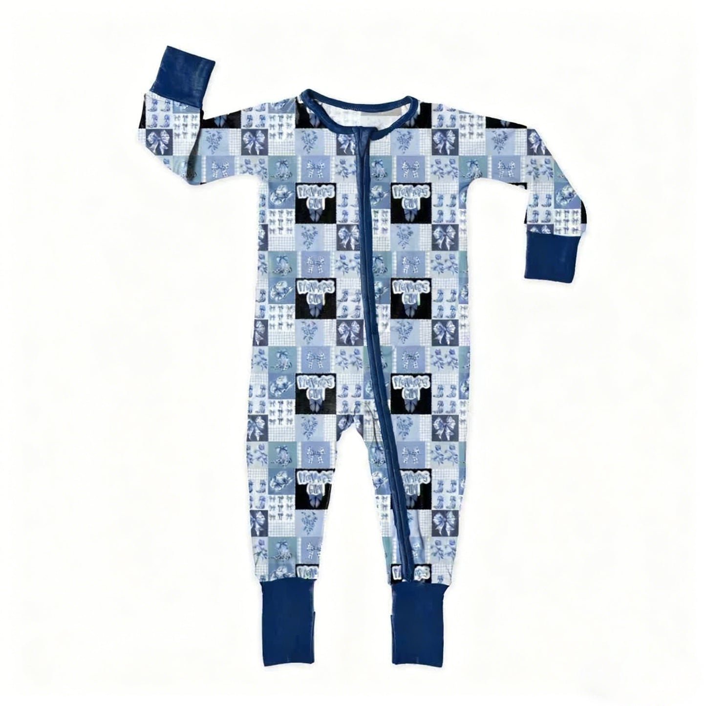 Baby Girls Bows Mama's Girl Checked Western Two Way Zip Convertible Rompers Preorder